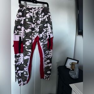Genius Pink Camo Joggers Black & Red Detail